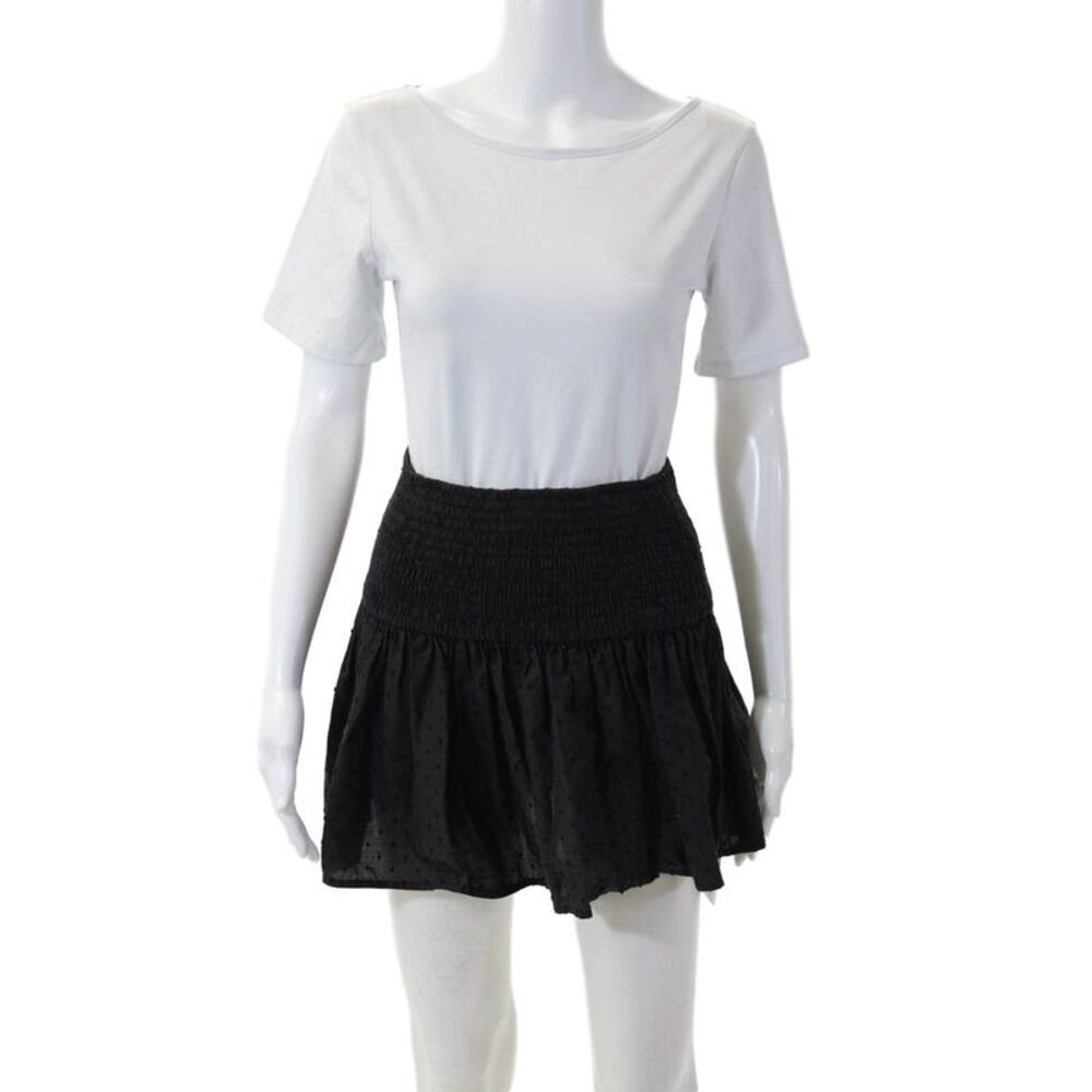 marysia Womens Peasant Mini Skirt Black Polka Dot Cotton Size XS